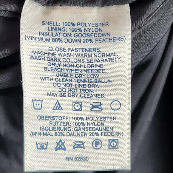 Lands End Goose Down Puffer Coat Large 14-16 Black Hooded Long Quilted Parka - Picture 12 of 13